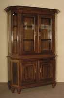 Glasaufsatzschrank, deutsch, um 1900, Korpus Weichholz, Mahagoni massiv, Mahagonifurnier, Oberteil und Seiten verglast, mit RegalbÖden, Unterteil ...
