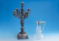 Prunkkerzenleuchter, deutsch um 1870/75, Renaissancestil mit barocken und klassizist. Elementen, 750er Silber, geprÜft, Fuß und Mittelteil m. ...