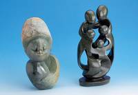 Skulptur aus Serpentin "5-kÖpfige Familie", in sich verschlungene Form, Darstellung von Einigkeit und Harmonie, Eltern mit 3 Kindern, ...