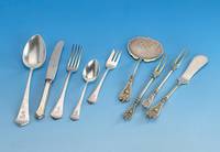 FrÜhstÜcksbesteck fÜr 9 Personen, 800er Silber, A. KÜhne Altena, Besitzermonogramm FS, best. aus: 9 FrÜhstÜcksmesser (Klingen Stahl, Griffe ...