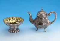 Anbietschale, 800er Silber, deutsch um 1900, ca. 445 g, Fuß mit floraler Durchbrucharbeit, Reste alter Vergoldung, nach dem Vorbild um 1680, ca. ...
