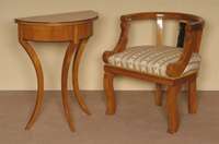 Bergere, Biedermeierstil, nach dem Vorbild von 1830, Kirschbaum massiv, Polster und Bezug neu, wohnfertig, handpoliert, sehr bequem, praktisch, ...