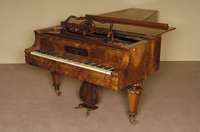 KonzertflÜgel, Österreich/Wien, um 1835/40, SpÄtbiedermeier, Korpus Hartholz/Weichholz, ausgesuchtes Wurzelnußfurnier z.T. gespiegelt, bzw. 1 ...