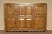 Mehrzweckschrank, deutsch, um 1960, Eiche massiv, kissenfÖrmige TÜrfÜllungen, MÖbel von guter QualitÄt, wohnfertig, ca. 158x222x52 cm