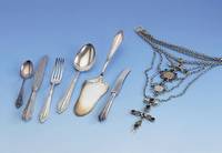 36 Besteckteile WMF-FÄchermuster, 90er Auflage: 5 MenuelÖffel, 4 FrÜhstÜcks- gabeln, 3 FrÜhstÜcksmesser, 7 Dessertmesser, 5 KaffeelÖffel, ...