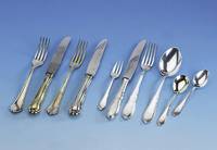 Besteck fÜr 10 Personen, 800er Silber, 30er Jahre, Meistermarke HB Hanseatic Silber- warenfabrik AG Bremen, best. aus: MenÜgabeln und ...