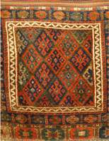 Taschenfront Antik, Kaukasus, ca. 90 Jahre, Wolle auf Wolle, ca. 63 x 66 cm, Schätzwert: 1200.- EURO, EHZ: 3, Sehr selten u nd Sammelwürdig.