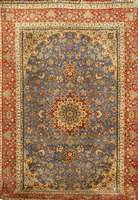 Esfahan fein sign, Zentralpersien, ca. 30 J ahre alt, feine hochwertige Korkwolle mit Seid e geknÜpft auf reiner Naturseide, ca. 308 x 21 1 cm, ...