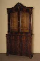 Aufsatzschrank, deutsch, um 1870, Louis -Philippe, Korpus Weichholz, Mahagonifurnier, z.T. Pyramidenmahagonifurnier, Lisenen in Veluten ...