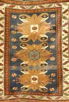 Shirwan, Kaukasus, um 1910, Wolle auf Wolle, ca. 131 x 111 cm, SchÄtzwert: 4000.- EURO, EHZ: 3, ungewÖhnliches Motiv mit den sch Önen ...