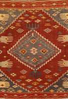 Kelim Shasavan, Persien, um 1920, Wolle auf Wolle, ca. 114 x 116 cm, SchÄtzwert: 980.- EURO. Seltenes Motiv.