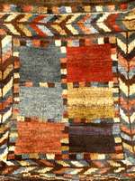 Taschenfront Gabbeh Antik, Persien, um 1890, Wolle auf Wolle, ca. 60 x 55 cm, SchÄtzwert: 1900.- EURO, EHZ: 3, Sehr Selten, Museal. Seltenheit ...