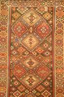 Kelim Kaukasus, Antik, um 1900, Wolle auf Wolle, ca. 364 x 183 cm, EHZ: 5, Seltenes Maß. Pflanzenfarben.