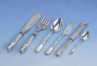 Besteck fÜr 6 Personen, Bruckmann & SÖhne Heilbronn, um 1900, 800er Silber, best. aus: 6 Messer (Griffe gefÜllt, Klingen Stahl), 6 Gabeln, 6 ...