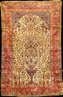 Seiden Keschan Antik, Zentralpersien, 19. Jahrhundert antik, reine Naturseide, ca. 189 x 130 cm, EHZ: 4, reine Pflanzenfarben, feine Kn ?pfung. ...