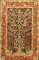 Ghom, Persien, ca. 50 Jahre, Wolle auf Baumwolle, ca. 219 x 139 cm, Schätzwert: 1400.- EURO, EHZ: 3, mit schöner Paradies zeic hnung. guter ...