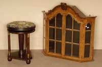 HÄngeschrÄnkchen, Holland, Nußbaum massiv, Nußbaumfurnier, Barockstil, verglast und versprosst, vielfach verwendbar, AbschlußbekrÖnung, ...