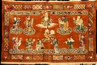 Seltener Pou Tou Antik, China, um 1890, Wolle auf Baumwolle, ca. 268 x 167 cm, SchÄtzwert: 15000.- EURO, EHZ: 2 (altersbeding t in einen ...