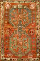Wolkenband Kazak Antik, Kaukasus, um 1900, Wolle auf Wolle, ca. 206 x 135 cm, EHZ: 4-5, S elten und Sammelwürdig, Schöner Kaukase gehalt en in ...