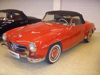 MERCEDES-BENZ 190 SL Roadster, EZ: 04/1956, 77/105 kW/PS, 4-Zylinder, HU 01/2007, Ausstattung: Farbe rot, Leder schwarz, Radio Becker Mexico, 1987 ...