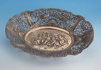 Anbietschale, 800er Silber, wohl Hanau um 1900, Durchbrucharbeit mit Putten, stil. Muscheldekor, Fasanen und Rosengirlanden, ca. 590 g, ca. 6 x ...