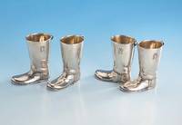 Paar Trinkstiefel, Rußland, Moskau 1898-1912, 84er Silber, Meistermarke Erik August Kollin, hier: spÄtere AusfÜhrung, total ca. 315 g, H ca. 8 ...