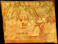 Tapisserie Antik, England, Naturfarben, 19. Jahrhundert (um 1840/1850), Wolle geknüpft auf Baumwolle, ca. 142 x 112 cm, mittelfeine Kn?p fung, ...