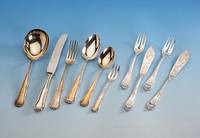 Fischbesteck fÜr 6 Personen, 800er Silber, Koch & Bergfeld um 1902/04, Entwurf Hugo Leven, stil. Herbstzeitlose, 2.Modell, Bes.-Monogr. W, in ...