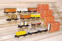 Konvolut MÄrklin GÜterwagen, 50er Jahre, Spur HO, in Doppelrauten OVP, best. aus: 2 x 304A (4500), 2 x 304E (4501), 2 x 304S (4502), 2 x 305/1 ...