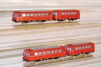 Triebwagen, MÄrklin, 50er Jahre, Spur HO, DB 800K (3016), Triebwagen rest., mit Beiwagen DB 800B, 4018, dieser im orig. Zustand, beide 1. Version, ...