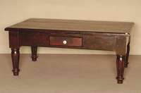 Couchtisch, deutsch, um 1890, GrÜnderzeit, Weichholz massiv, dunkel gebeizt und lackiert, gedrechselte Beine aus dem Vollholz, kanneliert, Zarge ...