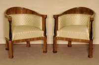 Empirestilsessel, Frankreich, nach dem Vorbild von 1810/15, Korpus Weichholz/Buche, sehr dickes Palisander- und Wurzelnußfurnier, elegant, ...