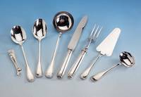 8 Vorlegeteile CHRISTOFFLE, Paris, schwere, versilberte QualitÄt, best. aus: Suppenkelle, Saucenkelle, 2 VorlegelÖffel, 1 Tortenheber, 2-teil. ...