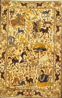 Semnan, Persien, ca. 40 Jahre, Wolle auf Baumwolle, ca. 190 x 130 cm, Schätzwert: 1400.- EURO, EHZ: 2, sehr guter Zustand, mit J agdszenerie.
