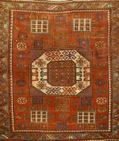 Karatchoph Antik, Südrussland, Zentralkaukas us im Kazak-Gebiet, 19.Jahrhundert antik, Woll e auf Wolle, ca. 206 x 203 cm (sehr seltenes M a?), ...