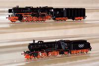 Dampflok mit Tender, MÄrklin, 90er Jahre, Spur HO, Nr. 37112, im orig. Karton, Tender zeigt Olympische Ringe, unbespielt, digital (Pos. unten)