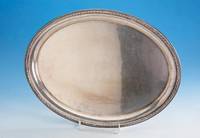 Anbietplatte, deutsch um 1880, 800er Silber, Perlleistenverzierung, ca. 860 g, ca. 45 x 34 cm