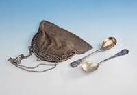 2-teiliges Salatvorlegebesteck, deutsch 1902/03, 800er Silber, bez. Orevfuss, Laffen teilvergoldet, Bes.-Monogr., reiner Jugend- stildekor, ...