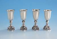 4 Miniaturkelche, GEORG JENSEN, 40er Jahre, Entwurf LaPaglia, amerikanischer Entwerfer, der fÜr Jensen in seinem Stil arbeitete, selten und sehr ...
