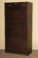 Rollkontor, England, um 1940, dunkel gebeizt und gewachst, feingliedrige Rollsektion, Messinggriffe, abschließbar, ca. 165x82x41 cm