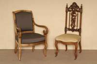 Strickstuhl, Holland, um 1860, Mahagoni massiv, gebogene Beine, reich gedrechselte RÜckenlehne, in der Mitte mit durchbrochenen Schnitzereien, ...