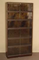 Vielzweck-BÜcherschrank, England, um 1920, System Minty Oxford, Rotholz, verglaste SchiebetÜren, schÖnes praktisches MÖbel, Gebrauchsspuren, ...