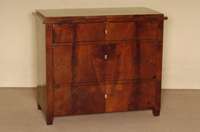 Kommode, deutsch, um 1860, SpÄtbiedermeier, Korpus Weichholz, Mahagoni- bzw. Pyramidenmahagonifurnier, z.T. doppelt gespiegelt, 3-schÜbig, ...