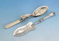 Tortenheber, Belgien, 800er Silber, reicher floraler Dekor, L. ca. 30.5 cm, in Orig.-Etui