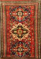 Adler Kazak Alt, Kaukasus, um 1920, Wolle auf Wolle, ca. 210 x 148 cm, SchÄtzwert: 3200.- EURO, EHZ: 3, altersbedingt insgesamt i n einen guten ...