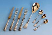 Eisbesteck, Koch & Bergfeld um 1904/05, 800er Silber, Laffe vergoldet, bestehend aus 1 VorlegelÖffel und 12 EislÖffel, im Etui "Eduard ...