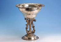 Große Anbietschale/Pokal, Peru, 925er Silber, floral verziert, ca. 2370 g, H ca. 41 cm, D ca. 34 cm