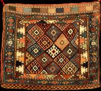 Schöne Antike Jaf Taschenfront, Persien, re ine Pflanzenfarben, 19.Jahrhundert (um 1890/19 00), feine glanzreiche alte Wolle geknüpft auf Wolle, ...