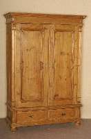 Schrank, deutsch, um 1860/70, GrÜnderzeit, , Korpus Weichholz, Lisenen gerillt, in Veluten auslaufend, 2 TÜren, Inlets mit aufwendig getreppter ...