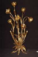 Bodenstehlampe, Italien, 2. HÄlfte 20. Jhd., Metall/Messing, goldfarben gefaßt, florale BlÄtter und Blumendarstellung sehr dekorativ und ...